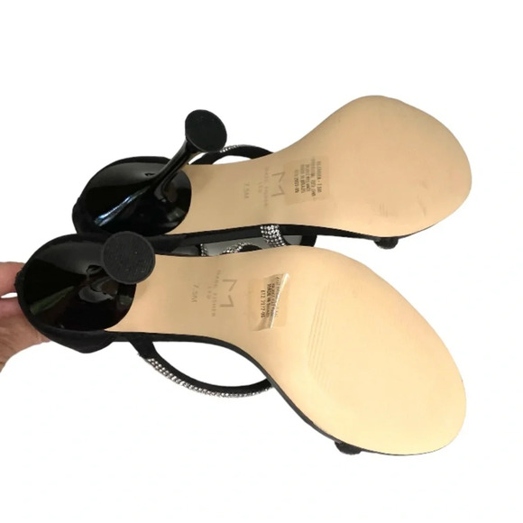 Marc Fisher LTD Carita Heeled Sandal Black with Rhinestone 7.5 - Picture 9 of 11